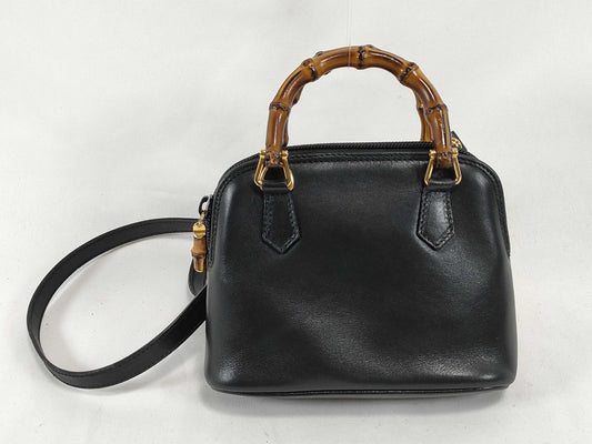 GUCCI Bamboo 007.2865.0231 Bamboo 2-Way Handbag in Black Leather