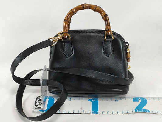 GUCCI Bamboo 007.2865.0231 Bamboo 2-Way Handbag in Black Leather