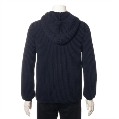 LOUIS VUITTON 12SS Cotton Knit Jacket, Size S, Navy, RM121M Logo