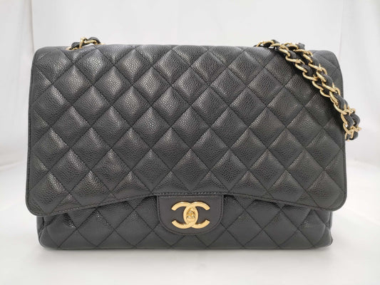 CHANEL Caviar Skin Matelasse W Maxi Shoulder Bag