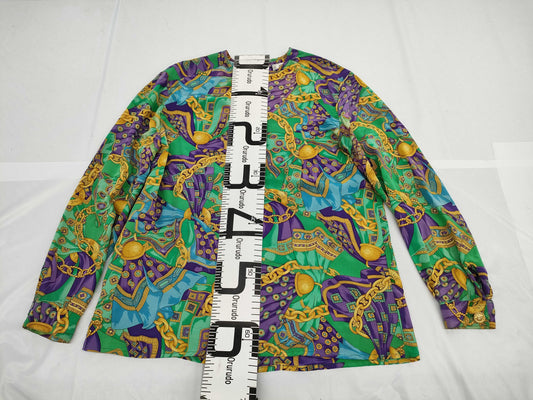CELINE Triomphe Print Blouse with Metal Buttons, Cut and Sewn Dress
