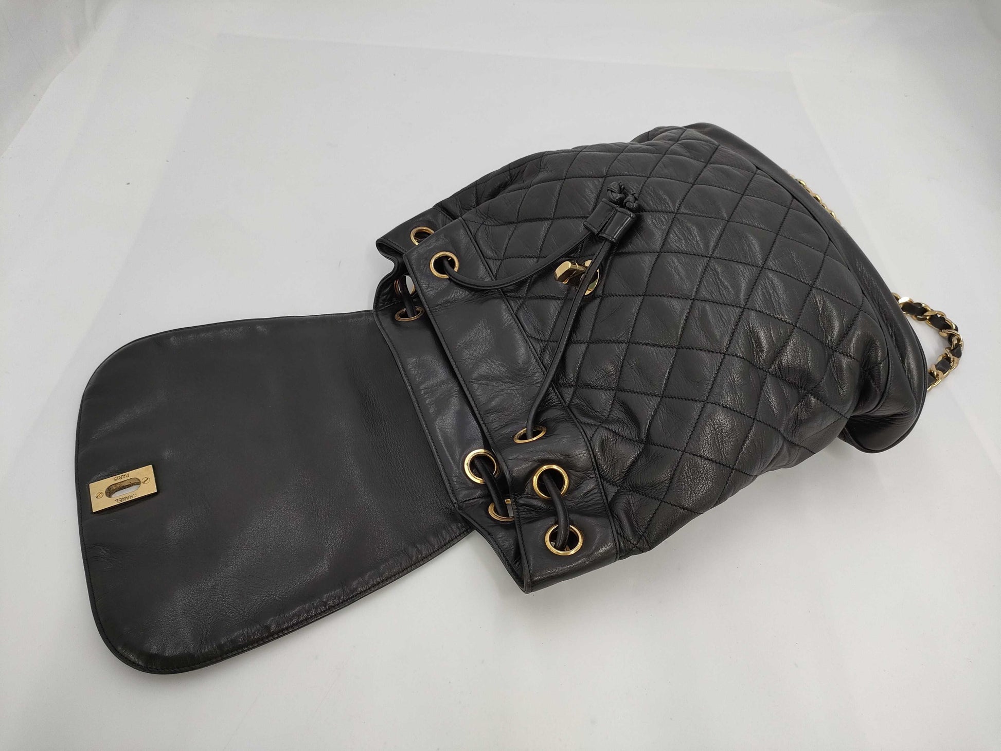 CHANEL Lamb Matelasse Turnlock Backpack