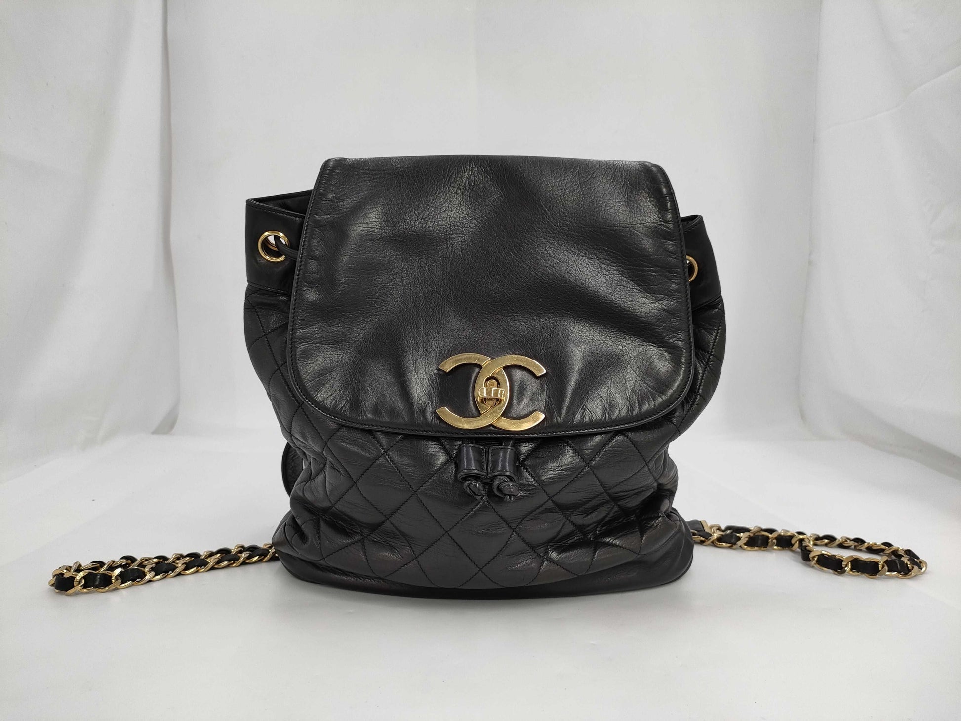 CHANEL Lamb Matelasse Turnlock Backpack