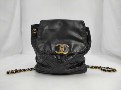 CHANEL Lamb Matelasse Turnlock Backpack