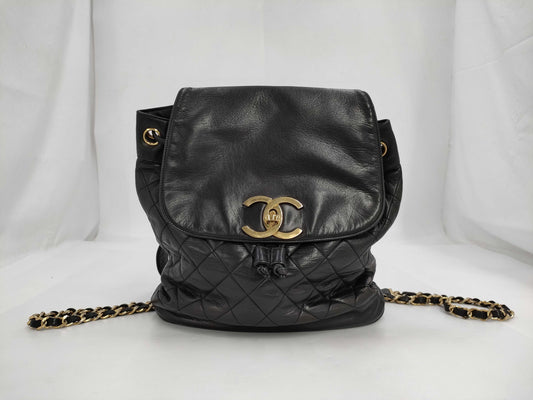 CHANEL Lamb Matelasse Turnlock Backpack