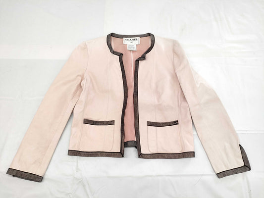 CHANEL Vintage Leather Jacket 03P P21383 Lambskin Size 40 Jacket