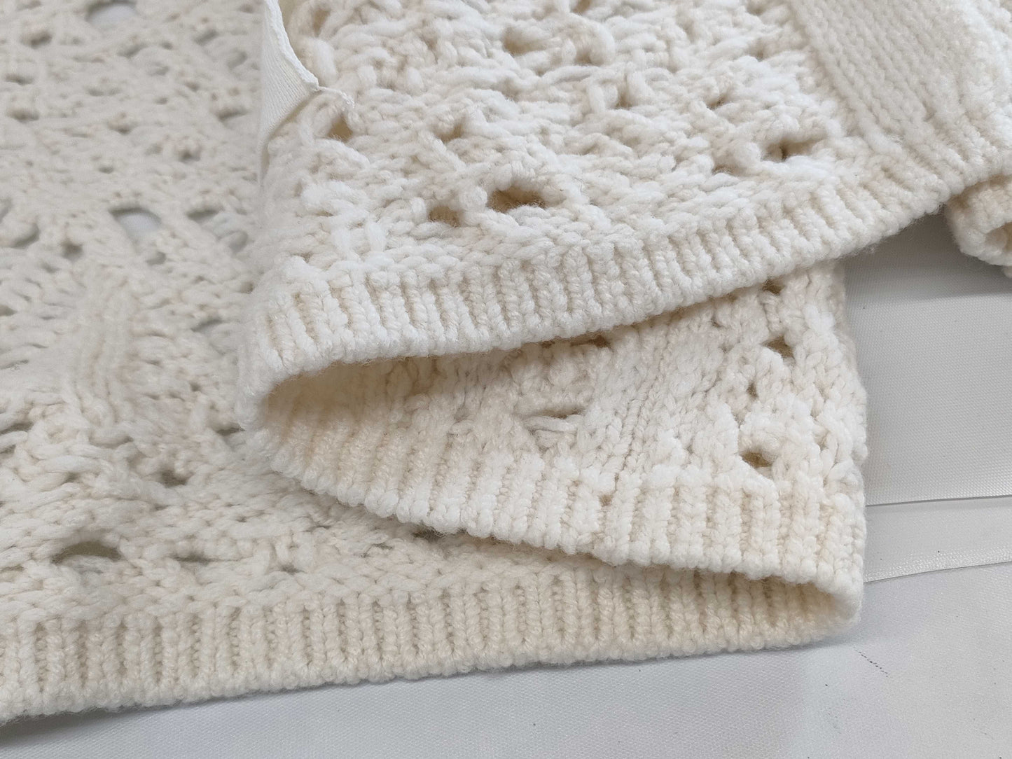 CHANEL Cardigan with Stone Camellia Coco Buttons, Size 22C, P72095, 100% Cashmere, Size 34