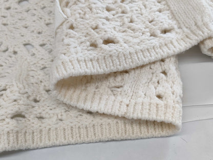 CHANEL Cardigan with Stone Camellia Coco Buttons, Size 22C, P72095, 100% Cashmere, Size 34