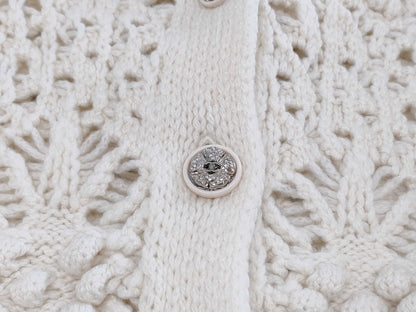 CHANEL Cardigan with Stone Camellia Coco Buttons, Size 22C, P72095, 100% Cashmere, Size 34