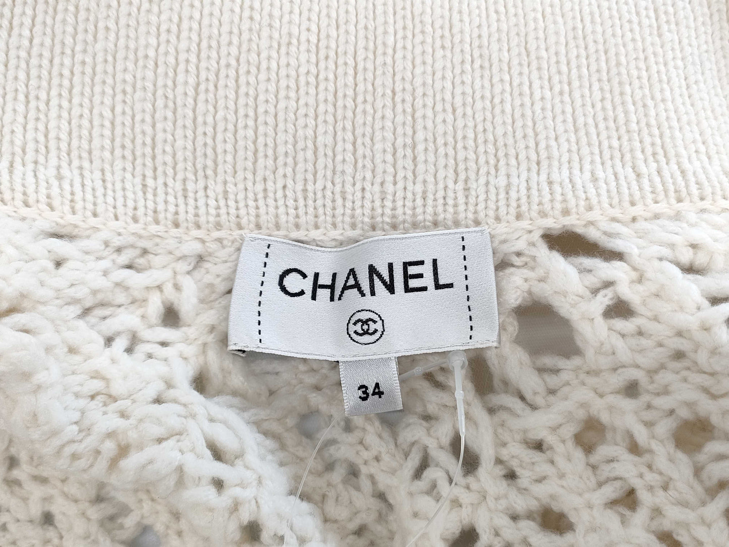 CHANEL Cardigan with Stone Camellia Coco Buttons, Size 22C, P72095, 100% Cashmere, Size 34