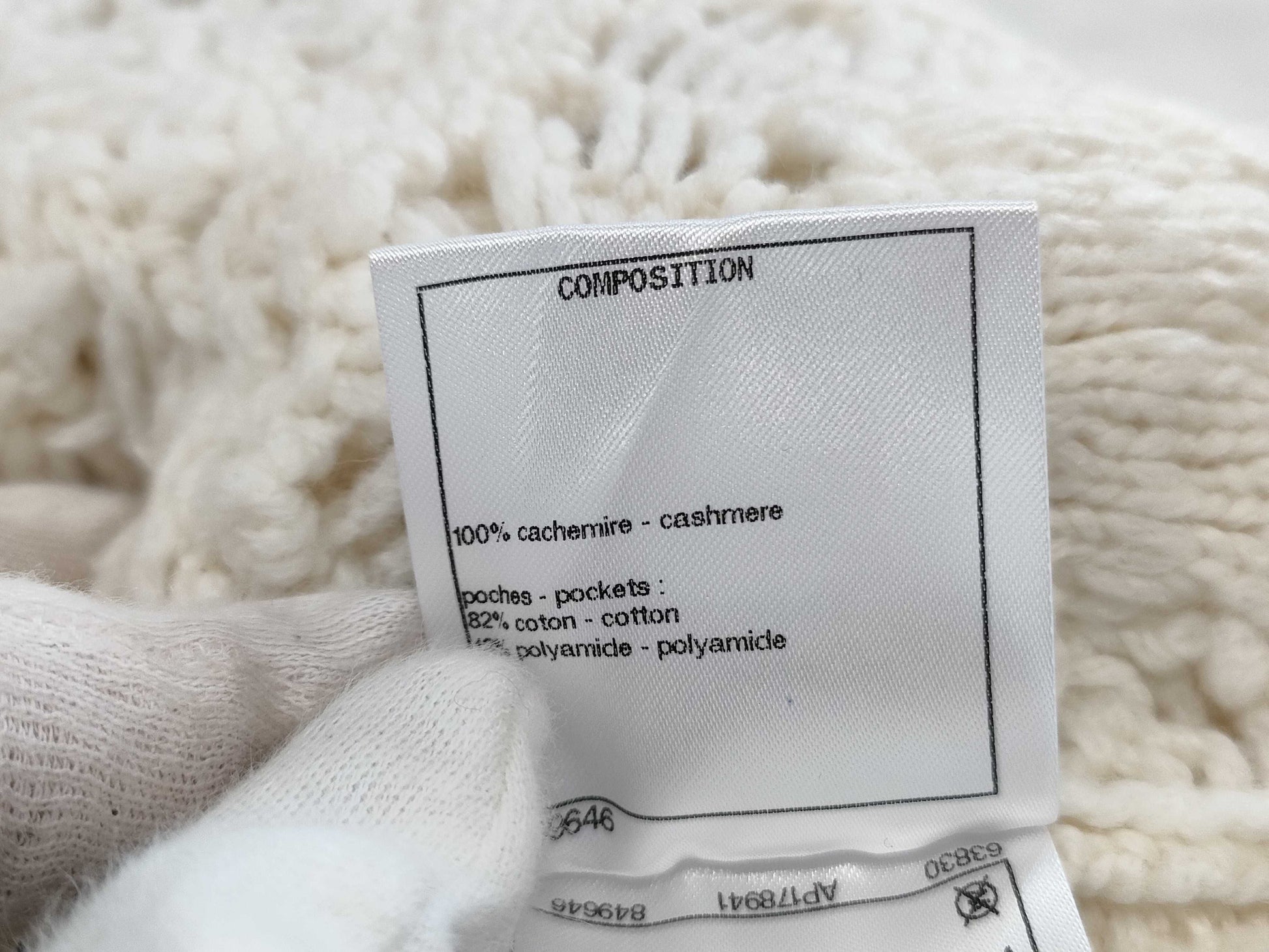 CHANEL Cardigan with Stone Camellia Coco Buttons, Size 22C, P72095, 100% Cashmere, Size 34