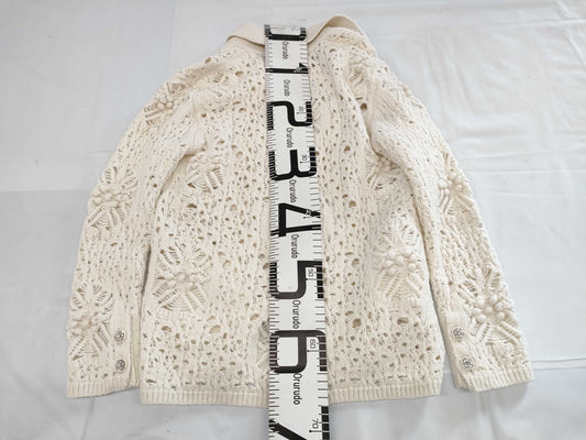 CHANEL Cardigan with Stone Camellia Coco Buttons, Size 22C, P72095, 100% Cashmere, Size 34