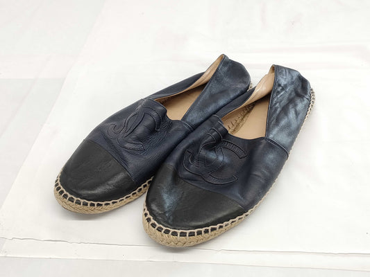 CHANEL Coco Mark Leather Espadrilles G29741 Men's Size 44 Other Shoes