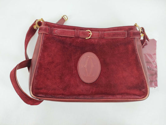 Cartier Must Cartier Shoulder Bag Suede Leather Bordeaux Shoulder Bag