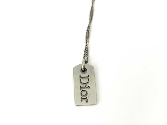 Dior necklace logo silver necklace