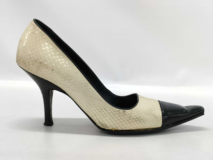 CHANEL CHANEL Python Two-tone Heel Pumps Size 37