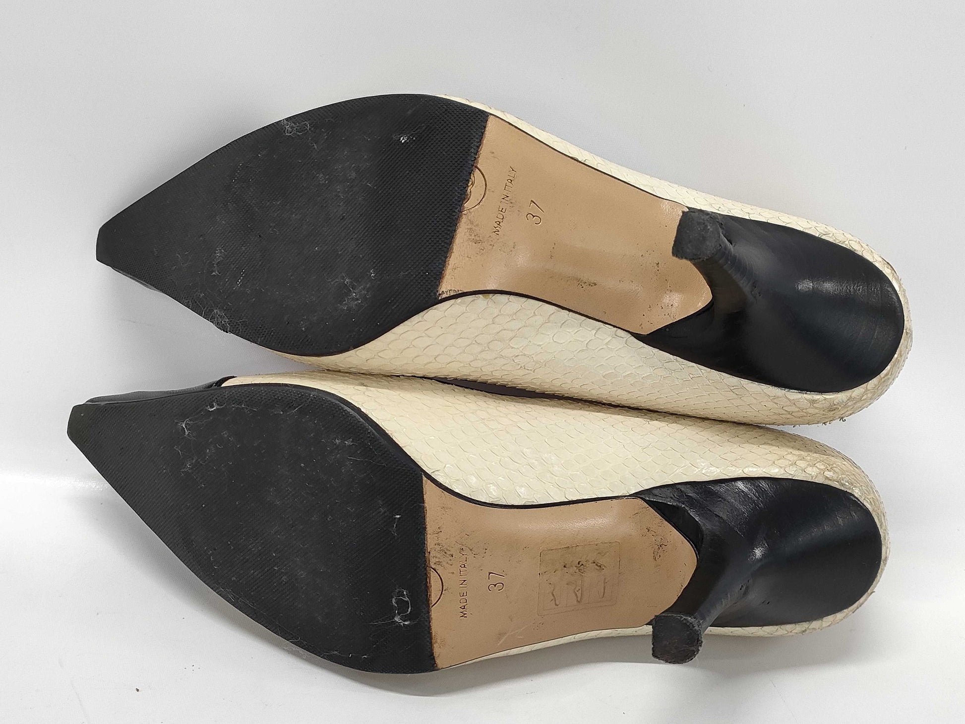 CHANEL CHANEL Python Two-tone Heel Pumps Size 37