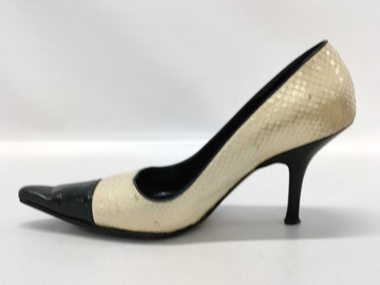 CHANEL CHANEL Python Two-tone Heel Pumps Size 37