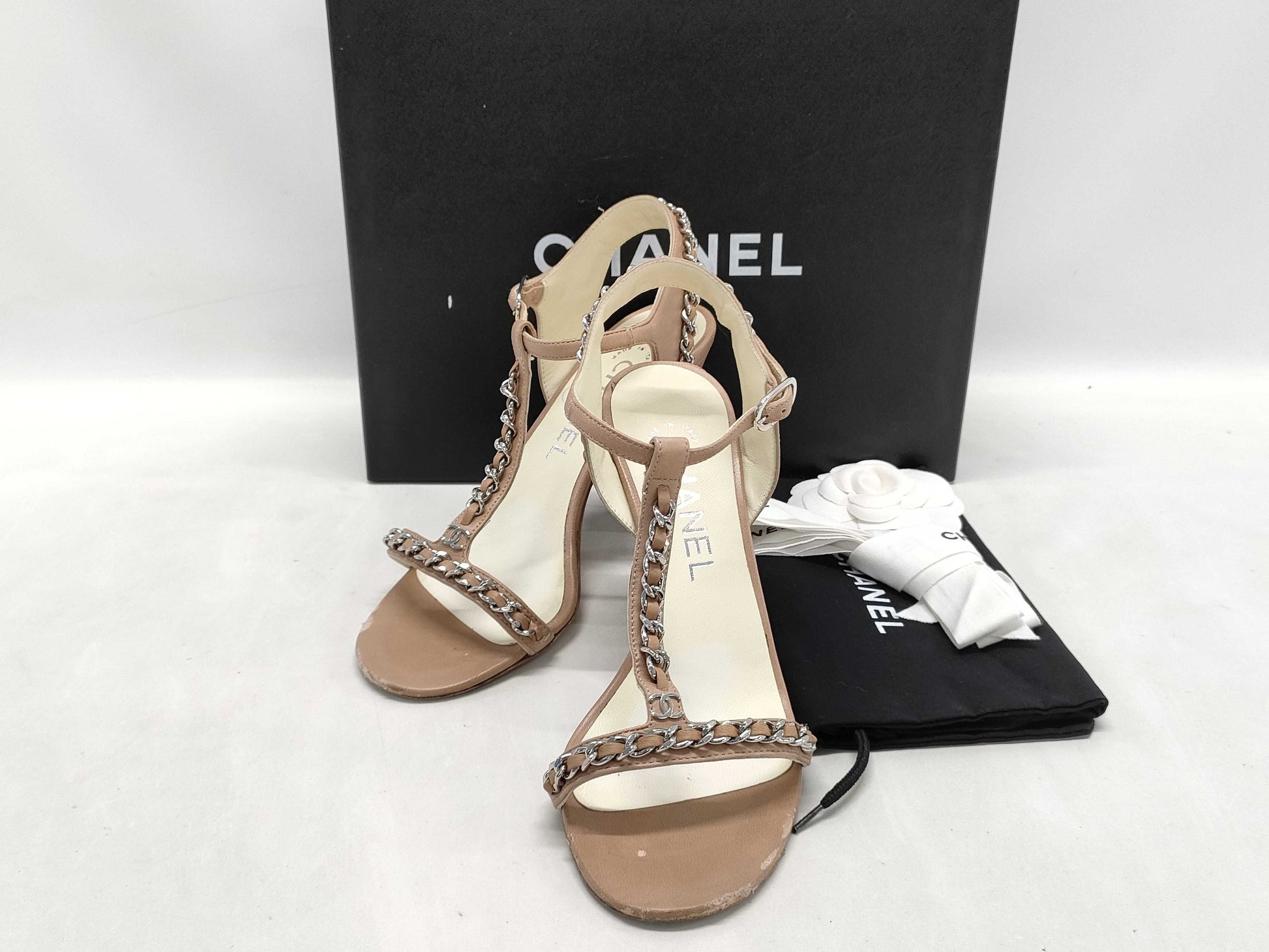 CHANEL CHANEL Coco Mark Chain Heel Sandals Size 35 Sandals