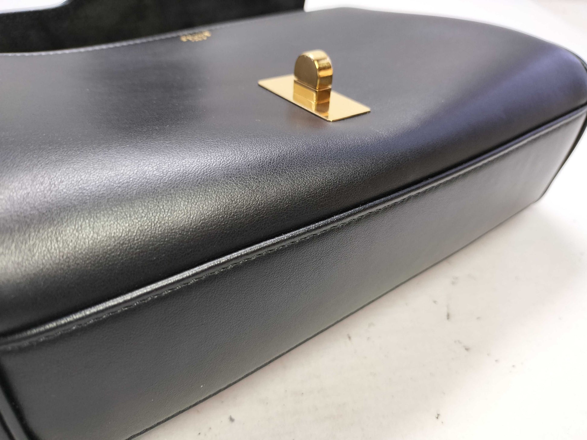 CELINE Teen Soft 16 Seize Shoulder Bag in Black. Includes dust bag and shoulder strap.