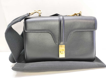 CELINE Teen Soft 16 Seize Shoulder Bag in Black. Includes dust bag and shoulder strap.