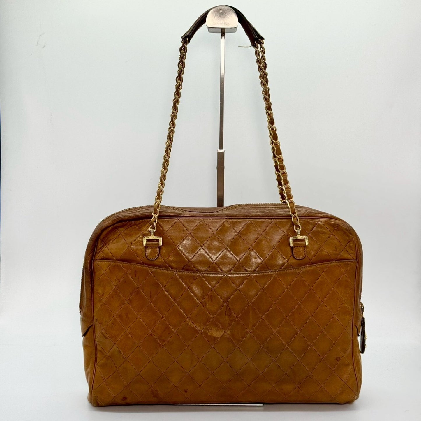 CHANEL Matelasse Chain Tote Bag Brown