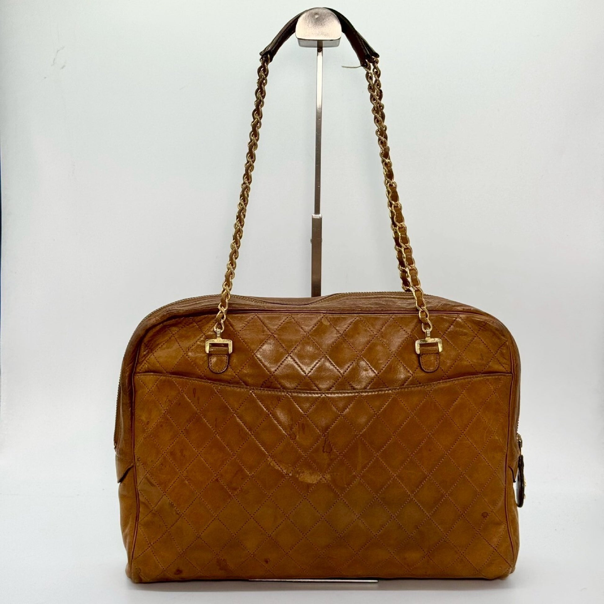 CHANEL Matelasse Chain Tote Bag Brown