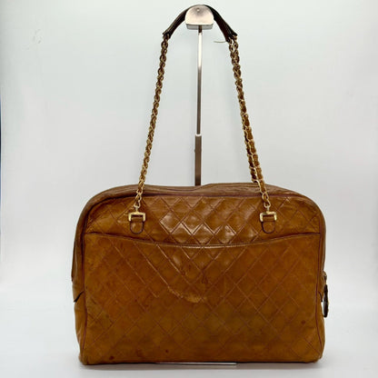 CHANEL Matelasse Chain Tote Bag Brown