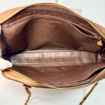 CHANEL Matelasse Chain Tote Bag Brown
