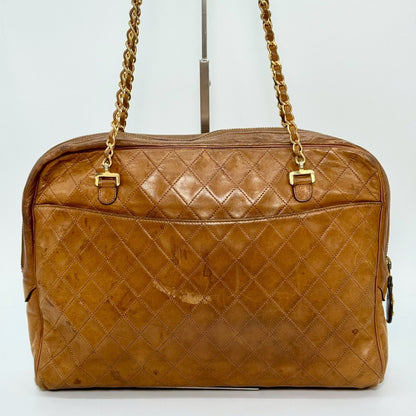 CHANEL Matelasse Chain Tote Bag Brown