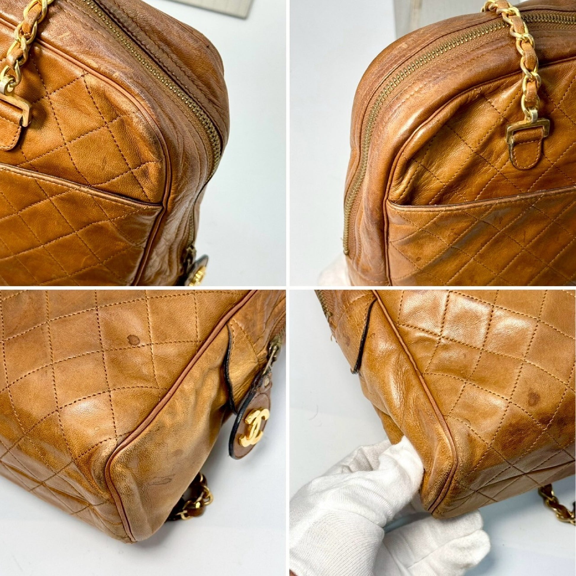 CHANEL Matelasse Chain Tote Bag Brown