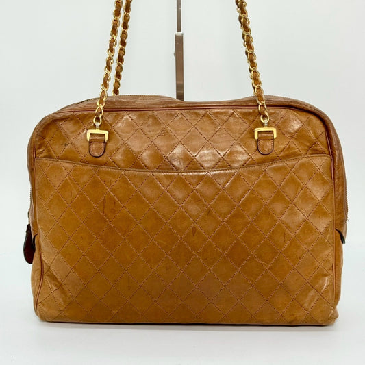 CHANEL Matelasse Chain Tote Bag Brown