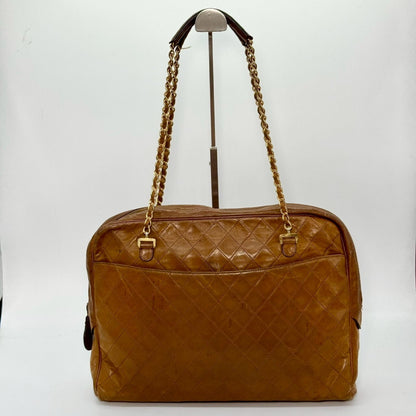 CHANEL Matelasse Chain Tote Bag Brown
