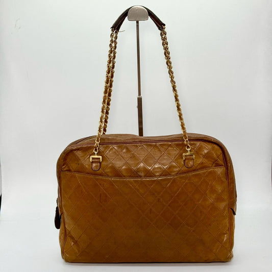CHANEL Matelasse Chain Tote Bag Brown