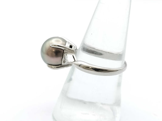 Pearl diameter: approx. 11.2mm, D0.16ct, PT900, 7.9g, Ring 