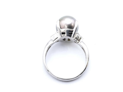 Pearl diameter: approx. 11.2mm, D0.16ct, PT900, 7.9g, Ring 