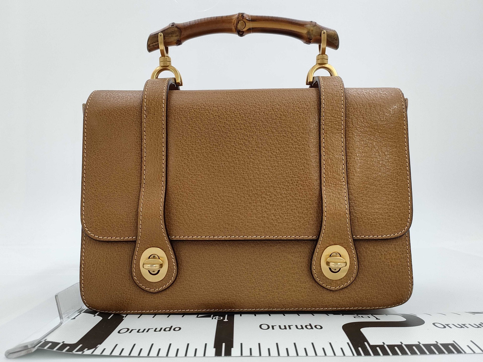 GUCCI GUCCI Bamboo Leather 2-Way Handbag Brown Bag