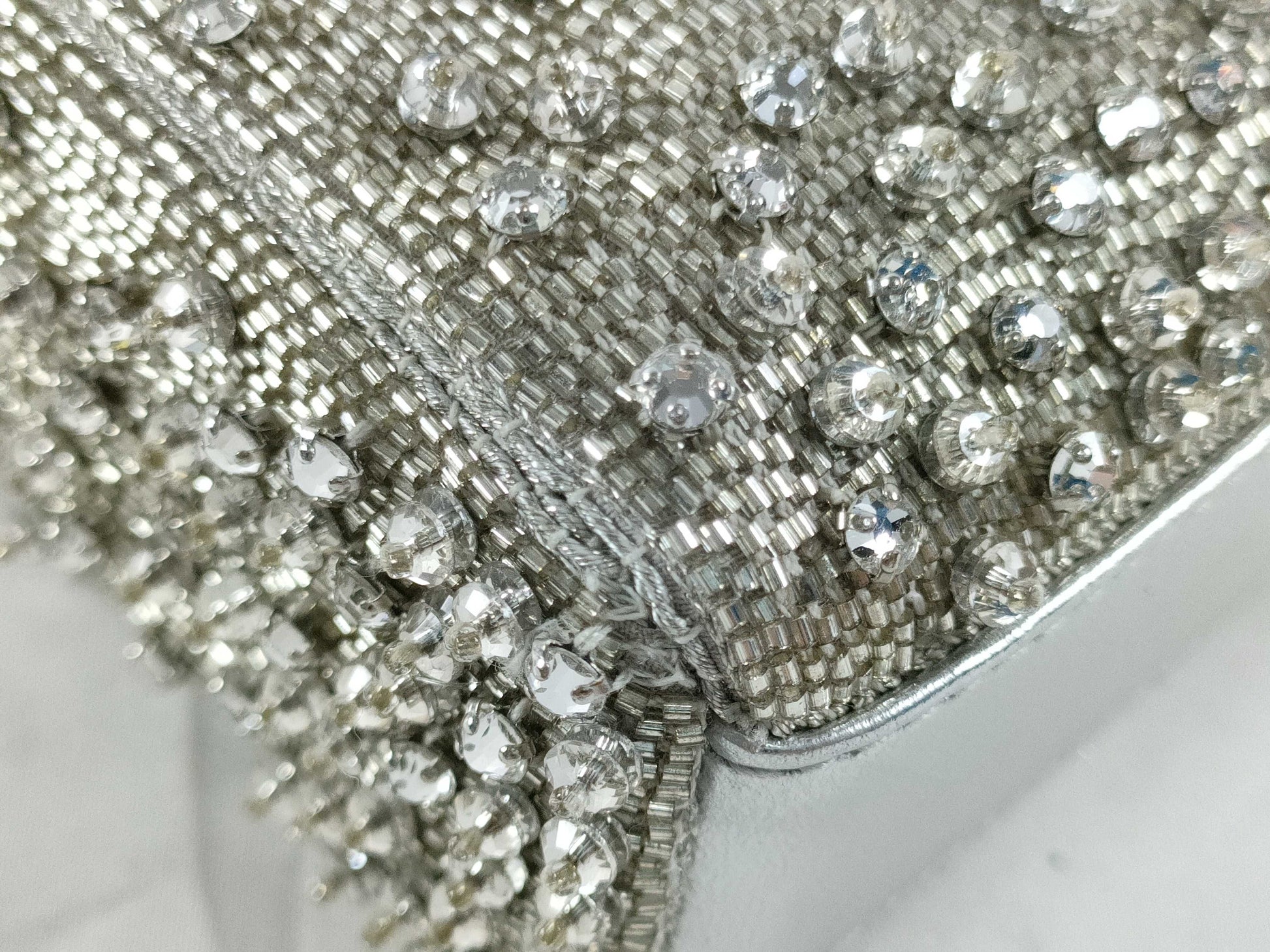 Dior D-Joy Micro Silver Lambskin Beaded Rhinestone 2-Way Handbag