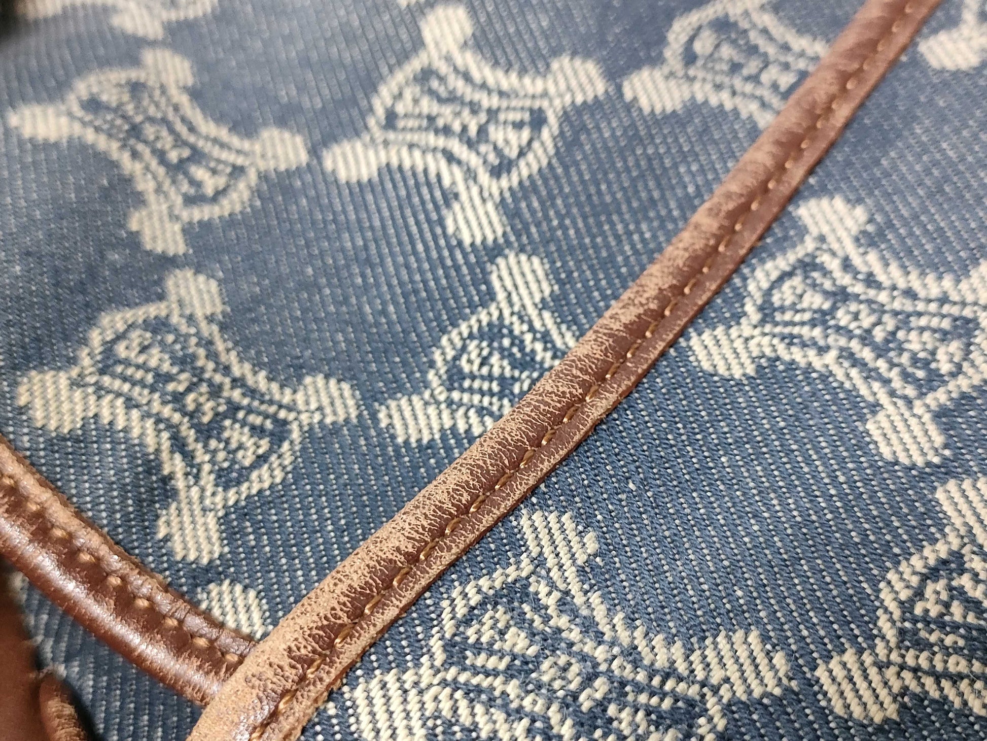CELINE Paris Macadam Shoulder Bag Denim Shoulder Bag