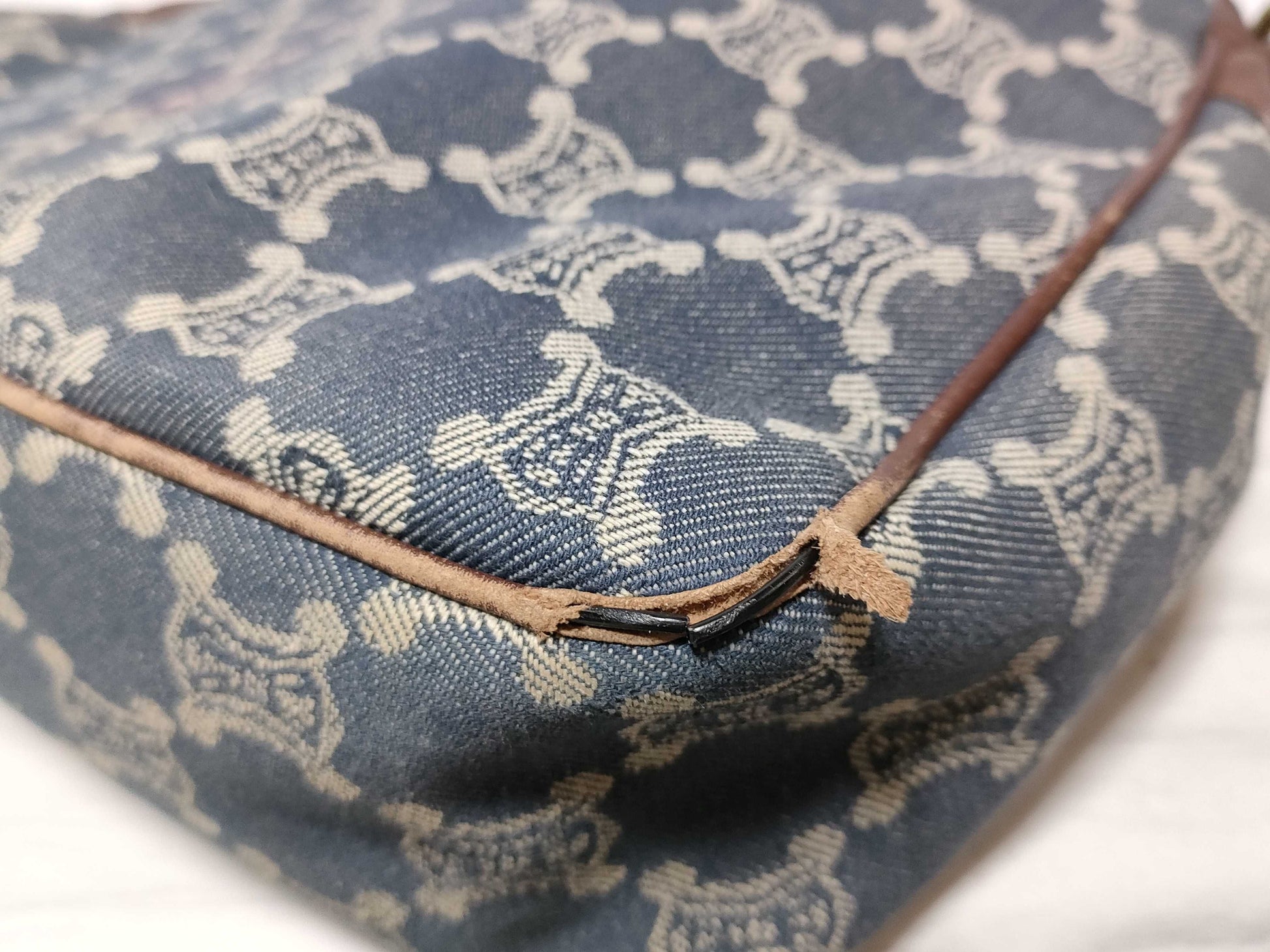 CELINE Paris Macadam Shoulder Bag Denim Shoulder Bag