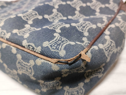 CELINE Paris Macadam Shoulder Bag Denim Shoulder Bag