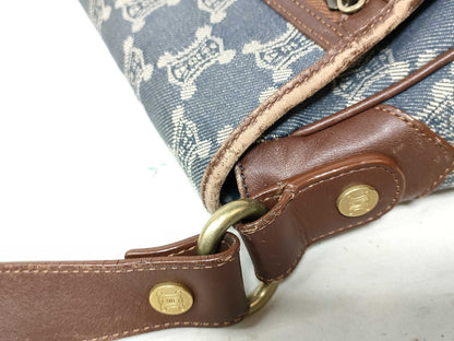 CELINE Paris Macadam Shoulder Bag Denim Shoulder Bag