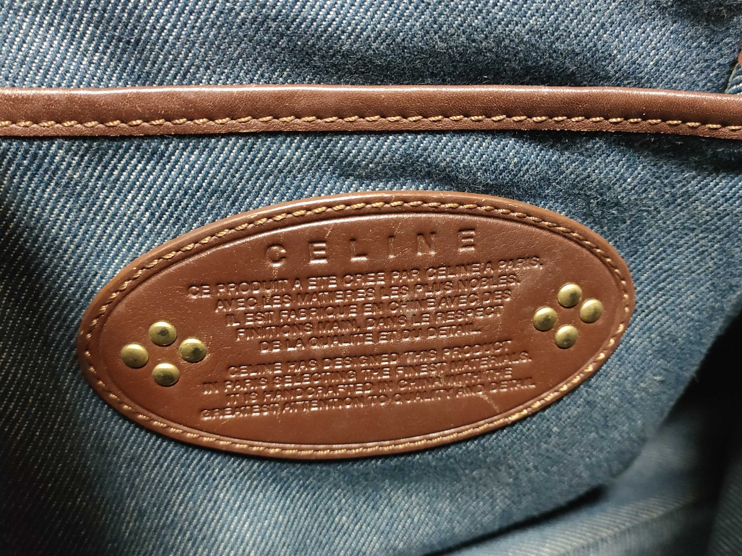 CELINE Paris Macadam Shoulder Bag Denim Shoulder Bag
