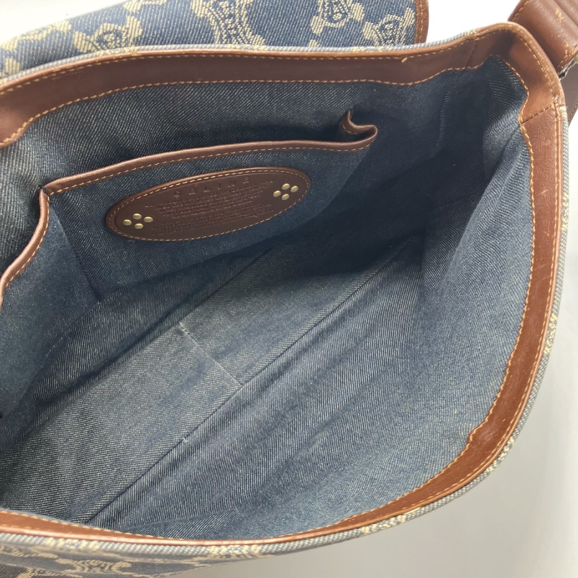 CELINE Paris Macadam Shoulder Bag Denim Shoulder Bag