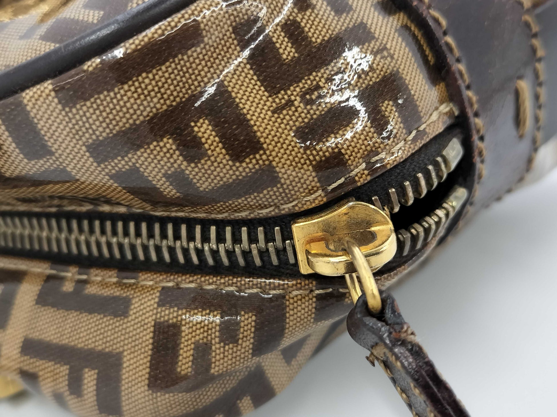 FENDI Zucchino Zucca All-Over Print Enamel Handbag