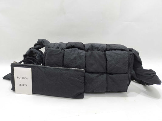 BOTTEGA VENETA Padded Cassette Shoulder Bag, Black Nylon