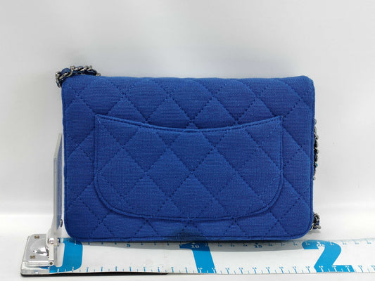 CHANEL Chain Wallet 2.55 Matelasse Cotton Blue Silver Hardware 18 Series with Sticker and Card Included Shoulder Bag