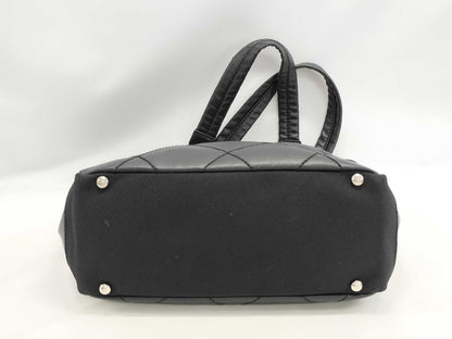 CHANEL Paris Biarritz Tote PM Coated Canvas Black with Silver Hardware A34208 Tote Bag