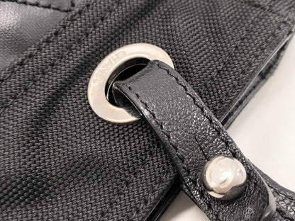 CHANEL Paris Biarritz Tote PM Coated Canvas Black with Silver Hardware A34208 Tote Bag