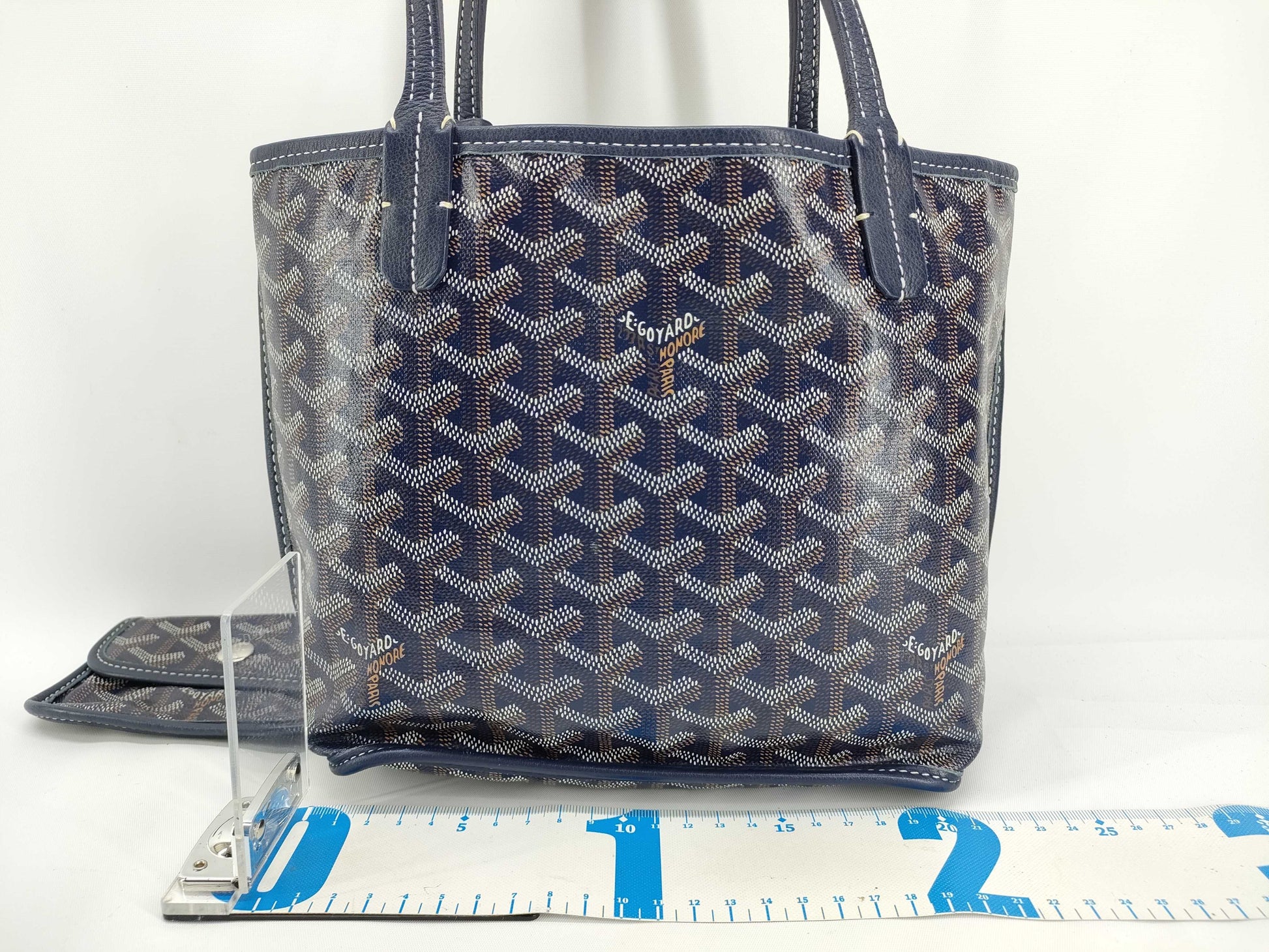 GOYARD Ange Mini Herringbone Navy Tote Bag